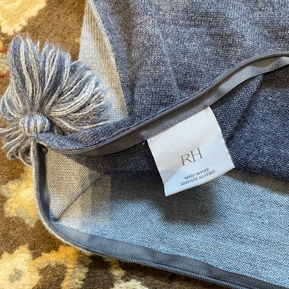 Restoration Hardware Suri Alpaca Pom-Pom Pillow Cover Square Blue - Picture 4 of 5